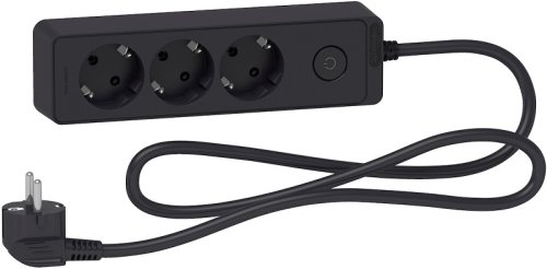 Удлинитель с заземлением и выключателем Schneider Electric Unica Extend 3-м 3,0м 16А 3500Вт черный картинка 